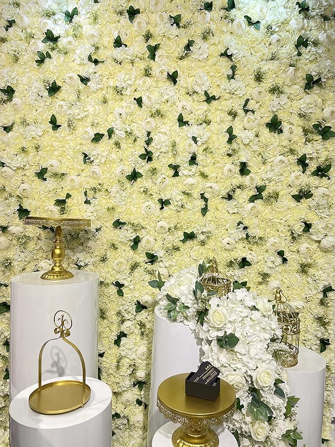 10PCS Silk Hydrangea Heads with Stems Artificial Flowers for Wedding Party Home Decor (Champagne)