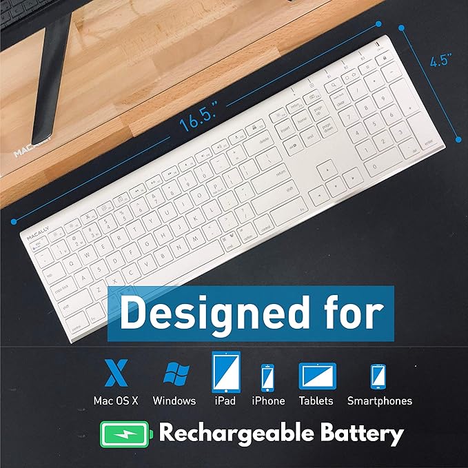 Macally Bluetooth Wireless Keyboard and Mouse Combo for Mac, Fully Apple Compatible