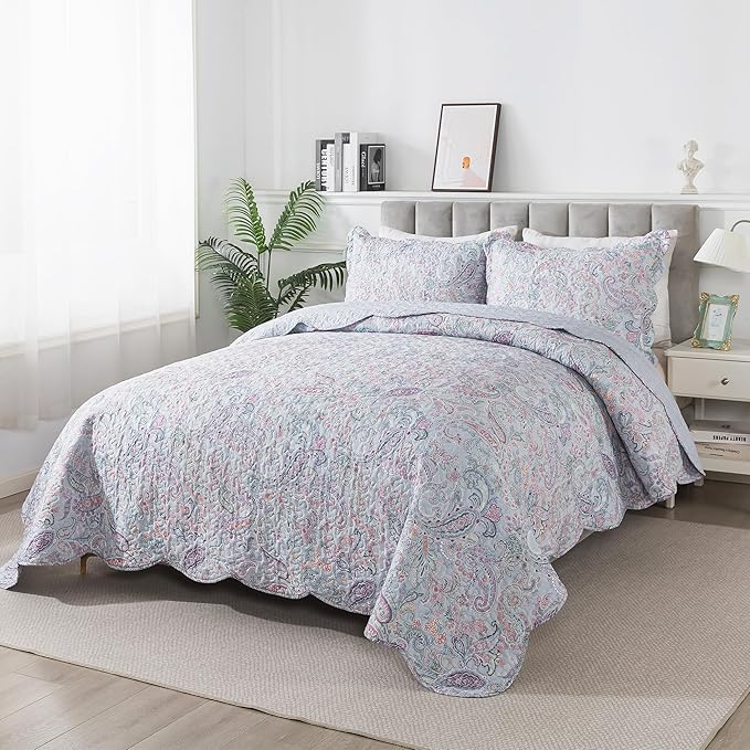HoneiLife Quilt Sets Queen Size - Microfiber Bedspreads 3-Piece,Queen Quilt Bedding Sets All Season Quilts,Lightweight Coverlets for Queen Beds