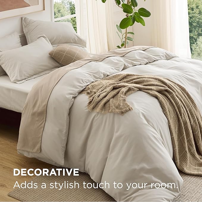 Bedsure Duvet Cover with Fitted Sheet Queen - 6 Pieces, Deep Pocket, Hotel Luxury Soft Double Brushed Bedding Set, 1 Duvet Cover, 1 Fitted Sheet, 2 Pillow Shams, 2 Pillowcases, NO Comforter, Linen