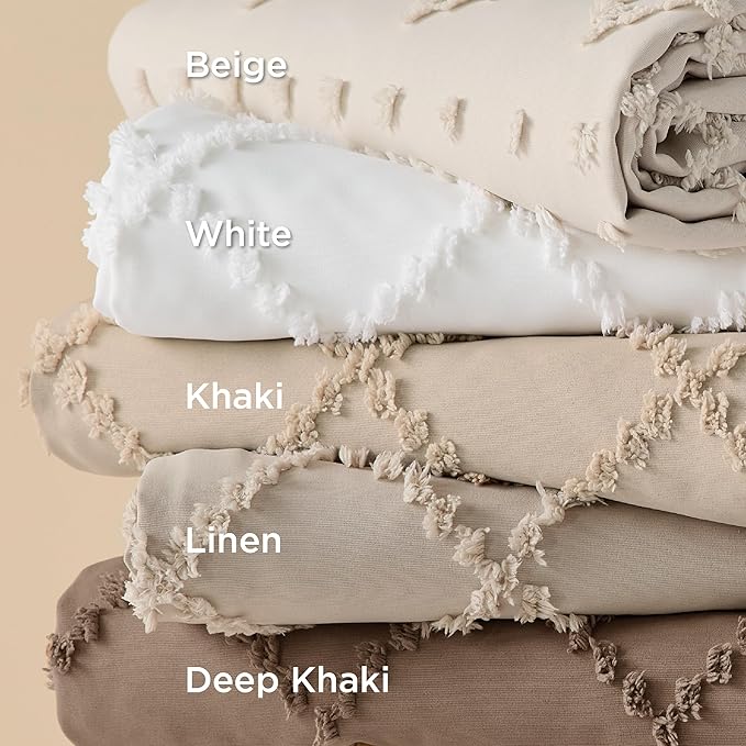Bedsure Boho Duvet Cover Queen Size - Deep Khaki Breathable & Soft Boho Bedding, Machine Washable Comforter Cover for All Seasons, Includes 1 Duvet Cover 90"x90" with 2 Pillow Shams & Zipper Closure