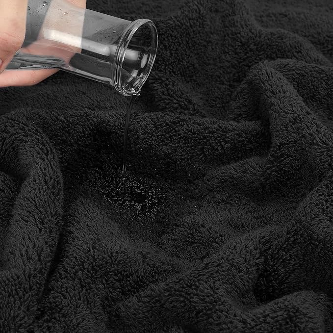 Cotton Paradise 100% Cotton Turkish Towel Set, Soft Absorbent Quick Dry, 6 Piece Towel Set, Coal Black