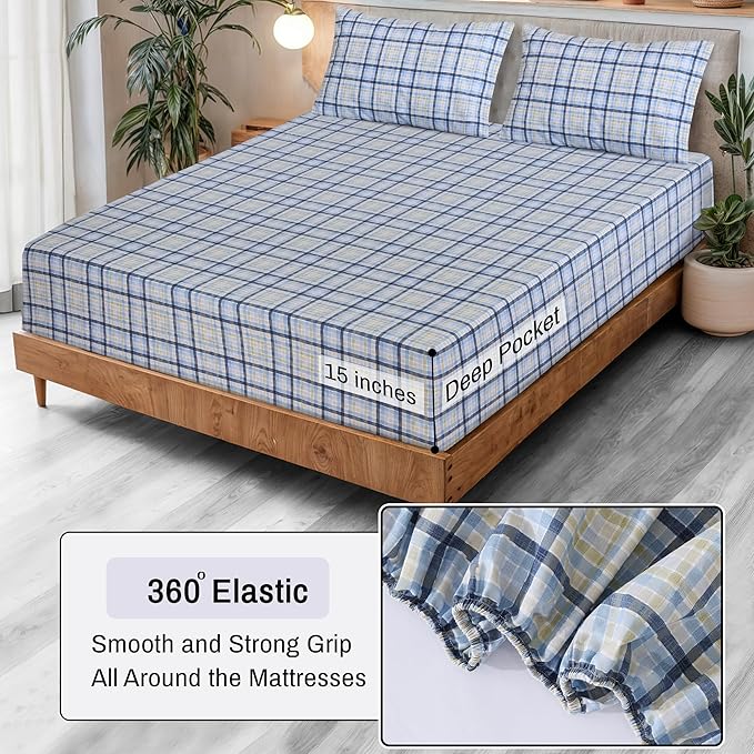 RUVANTI 100% Organic Cotton Sheets Queen Size, Percale Weave, GOTS Certified, 4-Piece Set, Deep Pocket 15", Crisp & Breathable, Soft Durable Bedding, Sábanas Algodón Orgánico – Pastel Print