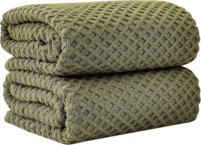 Great Bay Home Oversized Bath Sheets - 100% Cotton 2 Pack 68x35 Extra Large Towel - Absorbent, Durable, Quick-Dry Towels for Bathroom (Olive)