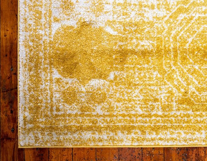 Unique Loom Bromley Collection Area Rug - Wells (2' x 3' 1" Rectangle, Yellow/ Ivory)
