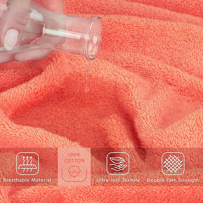 Cotton Paradise 100% Cotton Turkish Towel, Soft Absorbent Quick Dry, 40x80 Oversized Bath Sheet Towel, Coral