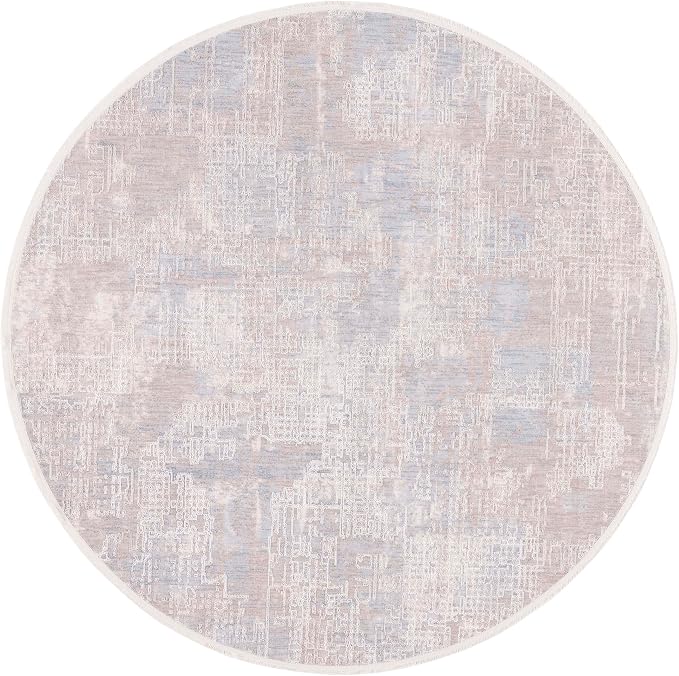 SAFAVIEH Marmara Collection Area Rug - 6'7" Round, Grey & Beige Blue, Modern Design, Non-Shedding & Easy Care, Ideal for High Traffic Areas in Living Room, Bedroom (MRM314F)
