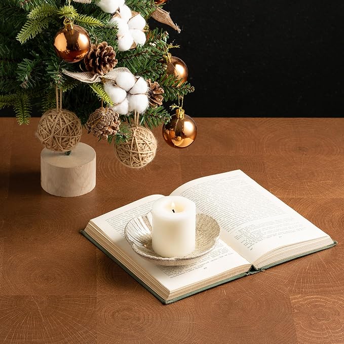 Ceramic Pillar Candle Holder, Candle Tray for Incense, Palo Santo Holder, Tealight Candle Holder, Candle Stand for Home Decoration Display, Halloween Christmas Wedding Parties, 1 Pack (Camel)
