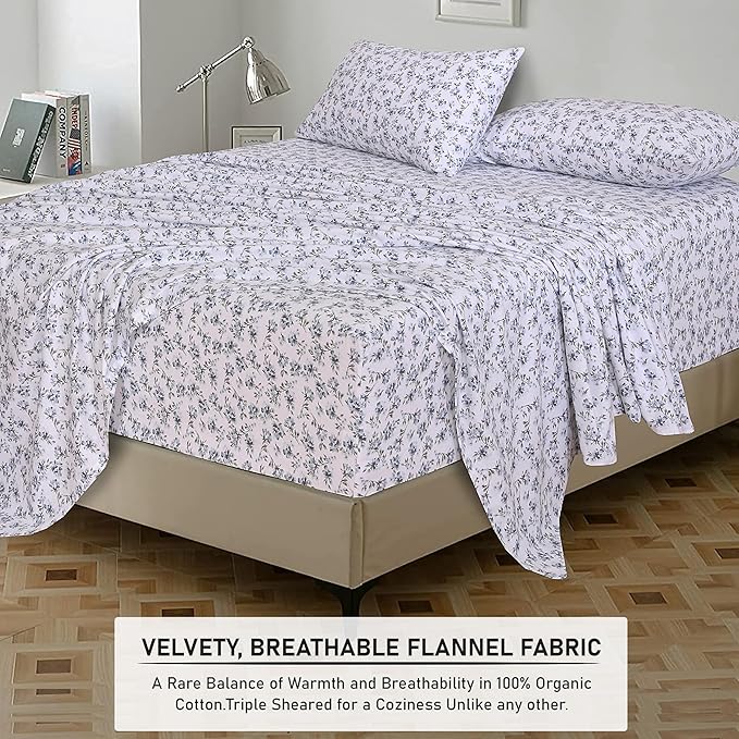 RUVANTI Flannel Sheets Twin XL Size - 100% Cotton Double Brushed Twin XL Sheet Sets, Deep Pockets 16 Inches, All Seasons Breathable & Extra Soft Bed Sheets, Warm & Cozy, 3 Piece, Perri Me