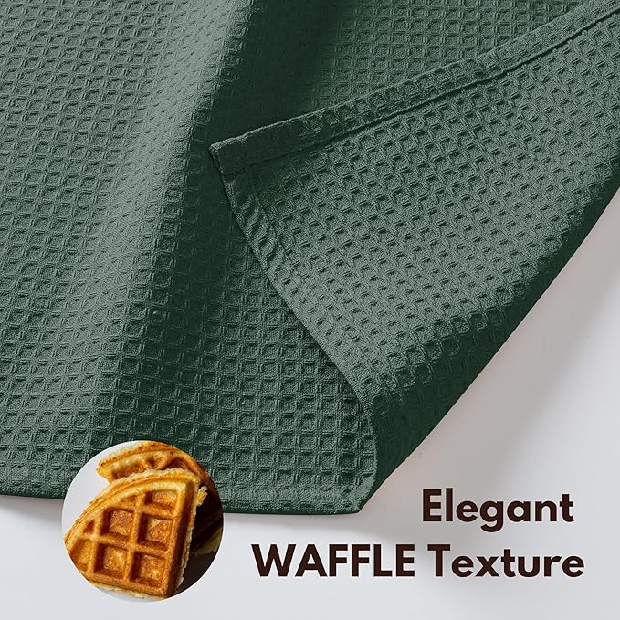 Native Fab 12 Pack Waffle Dish Cloths - 100% Cotton, Absorbent, Fast Drying, Reusable Towels for Cleaning, Cooking - Great for Everyday Use, Home, Restaurants, Bars & Cafes - 12" x 12" - Forest Green