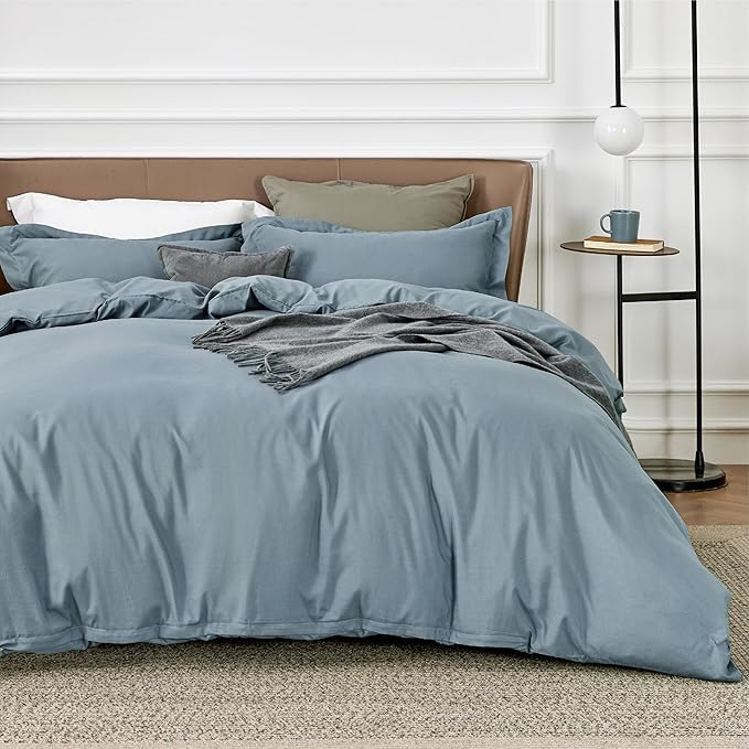 Bedsure Duvet Cover Oversized King Size - Soft Double Brushed Bedding Set for Kids & Adults, Zipper Closure, 3 Pieces, Includes 1 Duvet Cover (120"x98") & 2 Pillow Shams, NO Comforter, Mineral Blue