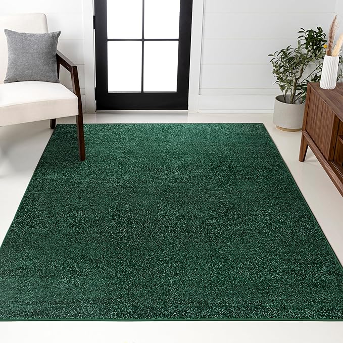 JONATHAN Y Haze Solid Low-Pile Emerald Indoor Area Rug 5x8, Coastal,Bohemian,Minimalist,Classic, Easy-Cleaning for Living Room,Bedroom,Kitchen,Pet Friendly,Non-Shedding (SEU100L-5)
