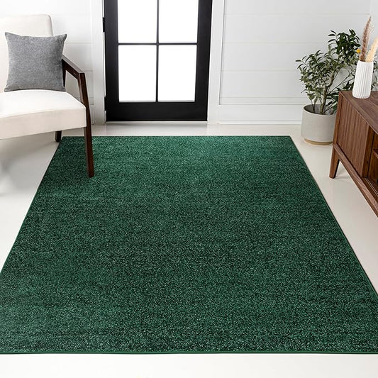 JONATHAN Y Haze Solid Low-Pile Emerald Indoor Area Rug 12x15, Coastal,Bohemian,Minimalist,Classic, Easy-Cleaning for Living Room,Bedroom,Kitchen,Pet Friendly,Non-Shedding (SEU100L-15)