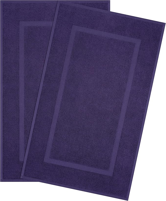 Cotton Paradise 100% Cotton Turkish Bathmat Set, Soft Absorbent Quick Dry, 2 Piece 20x34 Bathmat Floor Set, Violet Purple