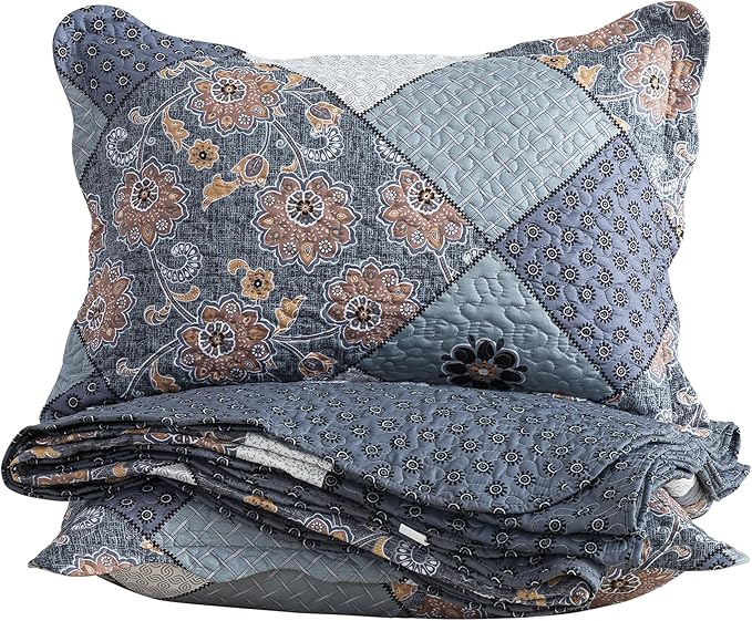 HoneiLife Queen Quilt Bedding Set - 3 Piece Microfiber Quilt Sets Reversible Bedspreads Rustic Coverlets for Queen Beds