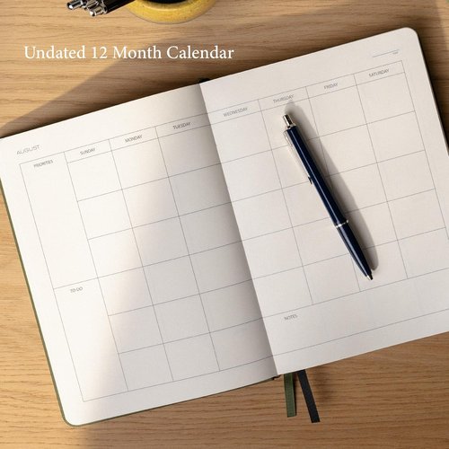 Anecdote 2026 Planner - 52-Week Daily Planner with Vegan Leather Hardcover | Olive Green, Start Anytime & Achieve Your Goals