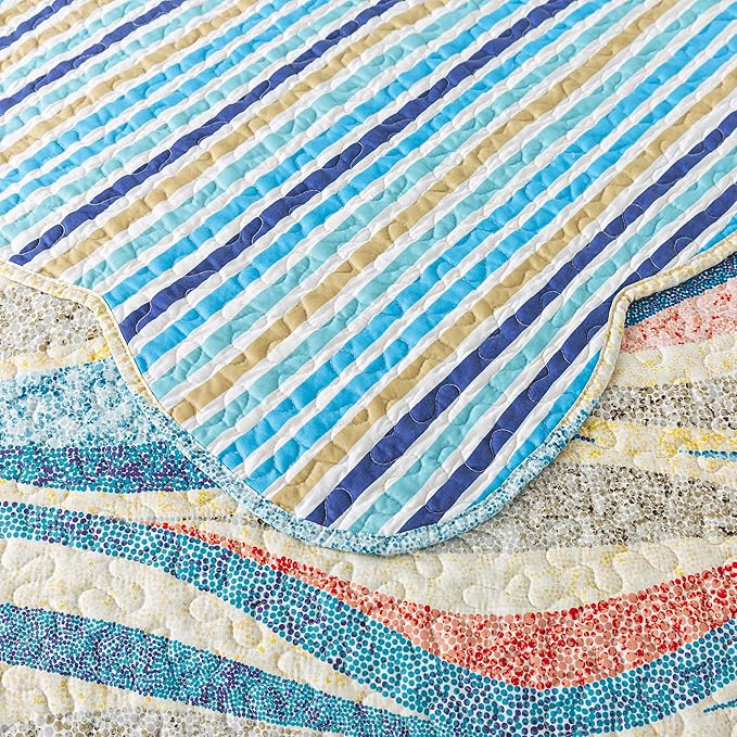 HoneiLife Coastal Quilt Sets Queen - 3 Pieces Beach Quilt Sets Ocean Bedspreads Lightweight Coverlets Nautical Bed Cover All Season Quilts
