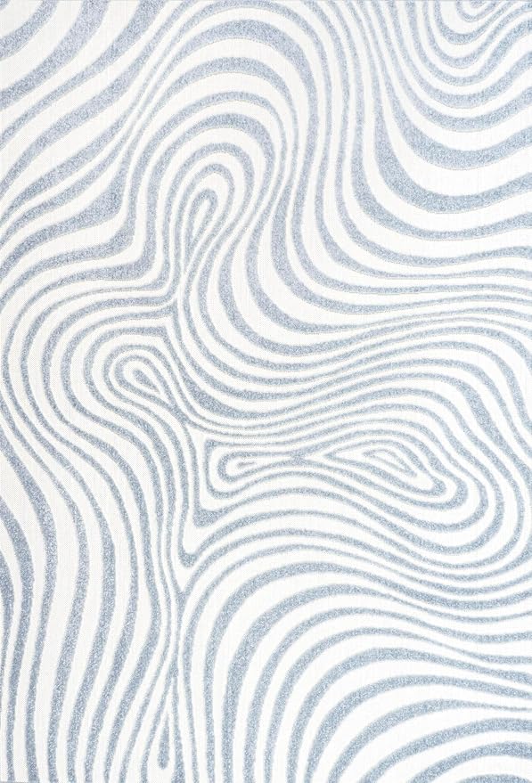 JONATHAN Y Maribo High-Low Abstract Striped Light Blue/Ivory 12x15 Indoor/Outdoor Area Rug, Pet Friendly, Non-Shedding, Stain Resistant, Easy-Cleaning for Backyard, Patio (SCN103C-15)
