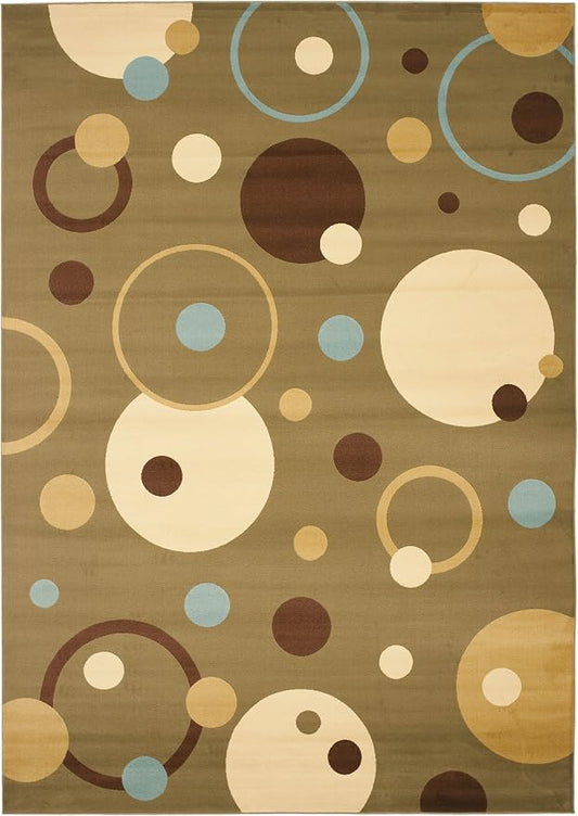 SAFAVIEH Porcello Collection Area Rug - 8' x 11'2", Green & Multi, Mid-Century Modern Abstract Design, Non-Shedding & Easy Care, Ideal for High Traffic Areas in Living Room, Bedroom (PRL6851-5291)