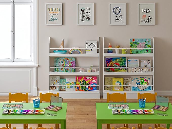 UTEX Kids Bookshelf, 3 Tiers Book Shelf and Storage for Kids Rooms, Kids Bookcase Rack Wall for Bedroom,Study Living Room,White