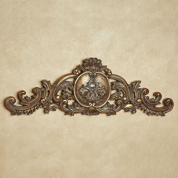 Touch of Class Kingsley Fleur Victorian Style Wall Topper Aged Gold | Vintage Decor for Above Bedroom Door