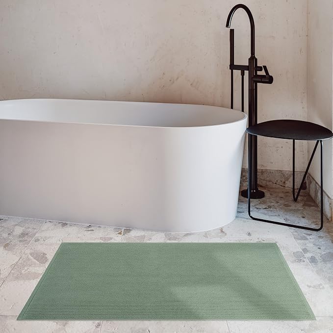 Cotton Paradise 100% Cotton Turkish Bathmat Rug, Soft Absorbent Quick Dry Non Slip, 17x24 Bathmat Rug, Sage Green