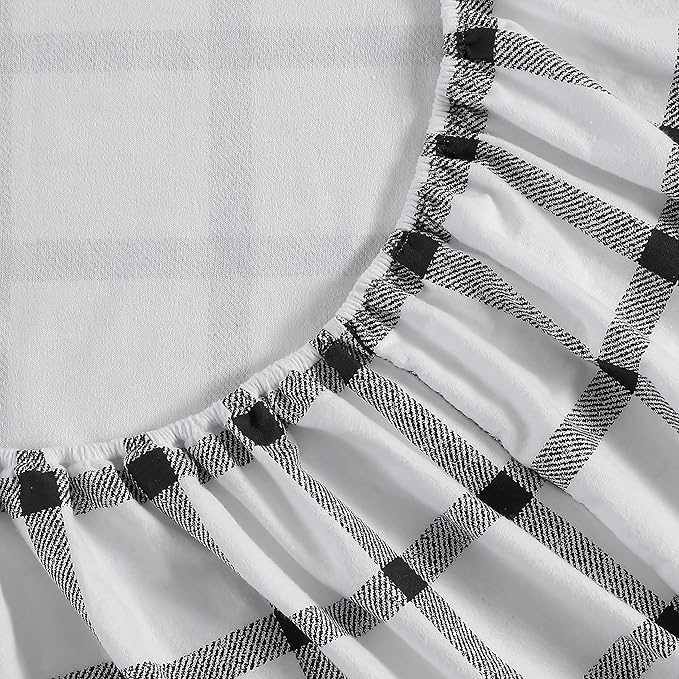 Eddie Bauer - Flannel Sheets Full Size, Anti-Pilling & Wrinkle Resistant Cotton, Touchably Soft for All-Season Comfort - Bed Sheets with Matching Pillowcases & Fitted Sheet (Bunkhouse Plaid Charcoal)