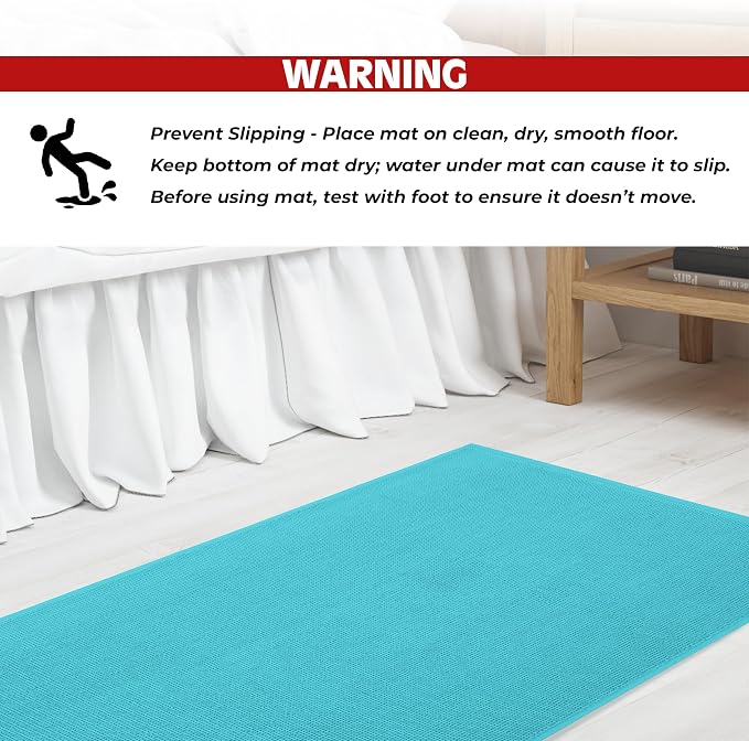 Cotton Paradise 100% Cotton Turkish Bathmat Rug, Soft Absorbent Quick Dry Non Slip, 17x24 Bathmat Rug, Turquoise