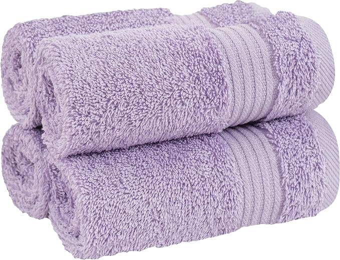 Cotton Paradise 100% Cotton Turkish Towel Set, Soft Absorbent Quick Dry, 4 Piece Washcloth Set, Lilac