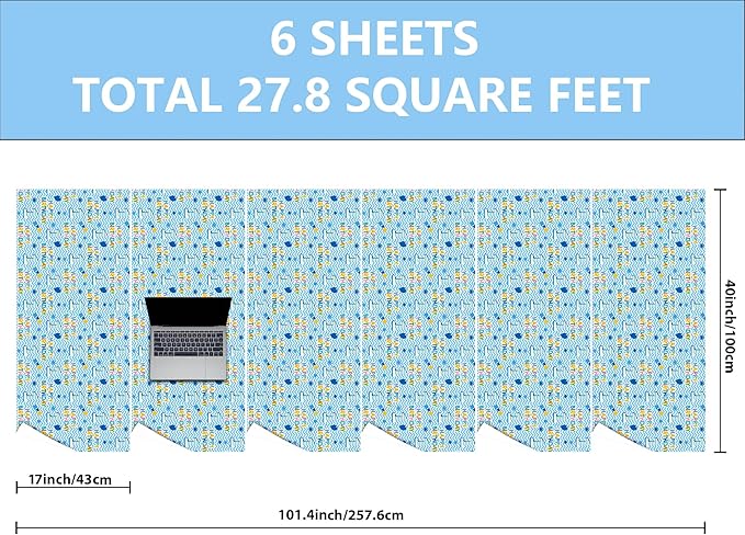 Altarho 1st Birthday Wrapping Paper Roll - Blue Happy Birthday with Balloon Gift Wrap Sheets for Kids Boys Baby Shower Party Decoration Celebration Total 28.5sq.ft