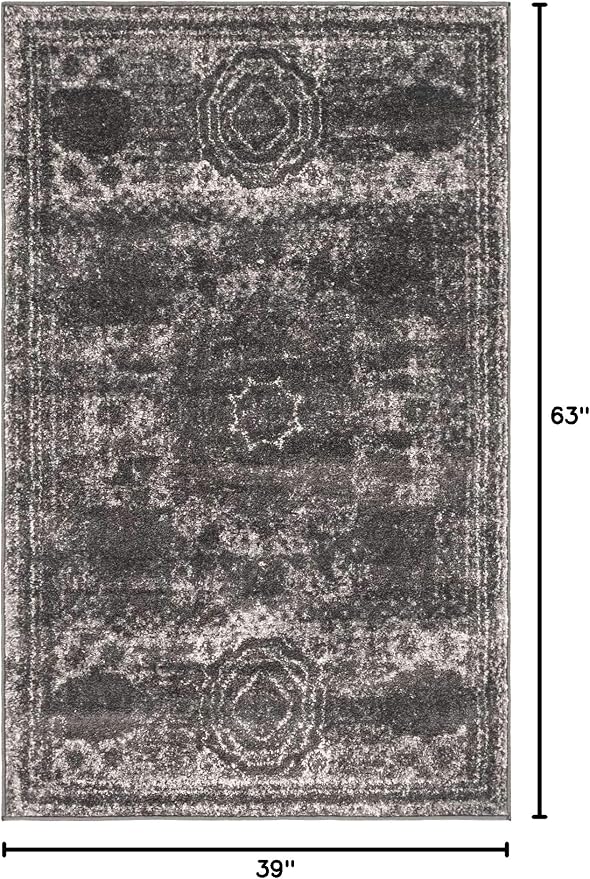 Unique Loom Bromley Collection Area Rug - Wells (3' 3" x 5' 3" Rectangle, Dark Gray/ Gray)