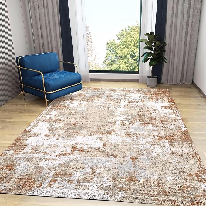 Modern Distressed Area Rug, Abstract Ethnic Art Non Slip Kids Rugs, Machine Washable Durable Carpet for Indoor Bedroom Living Room Office Decor Rug - 5 ft x 7 ft, Style-6