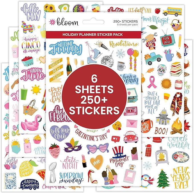 Bloom Daily Planners New Holiday Seasonal Planner Sticker Sheets - Seasonal Sticker Pack - Over 250 Stickers Per Pack!