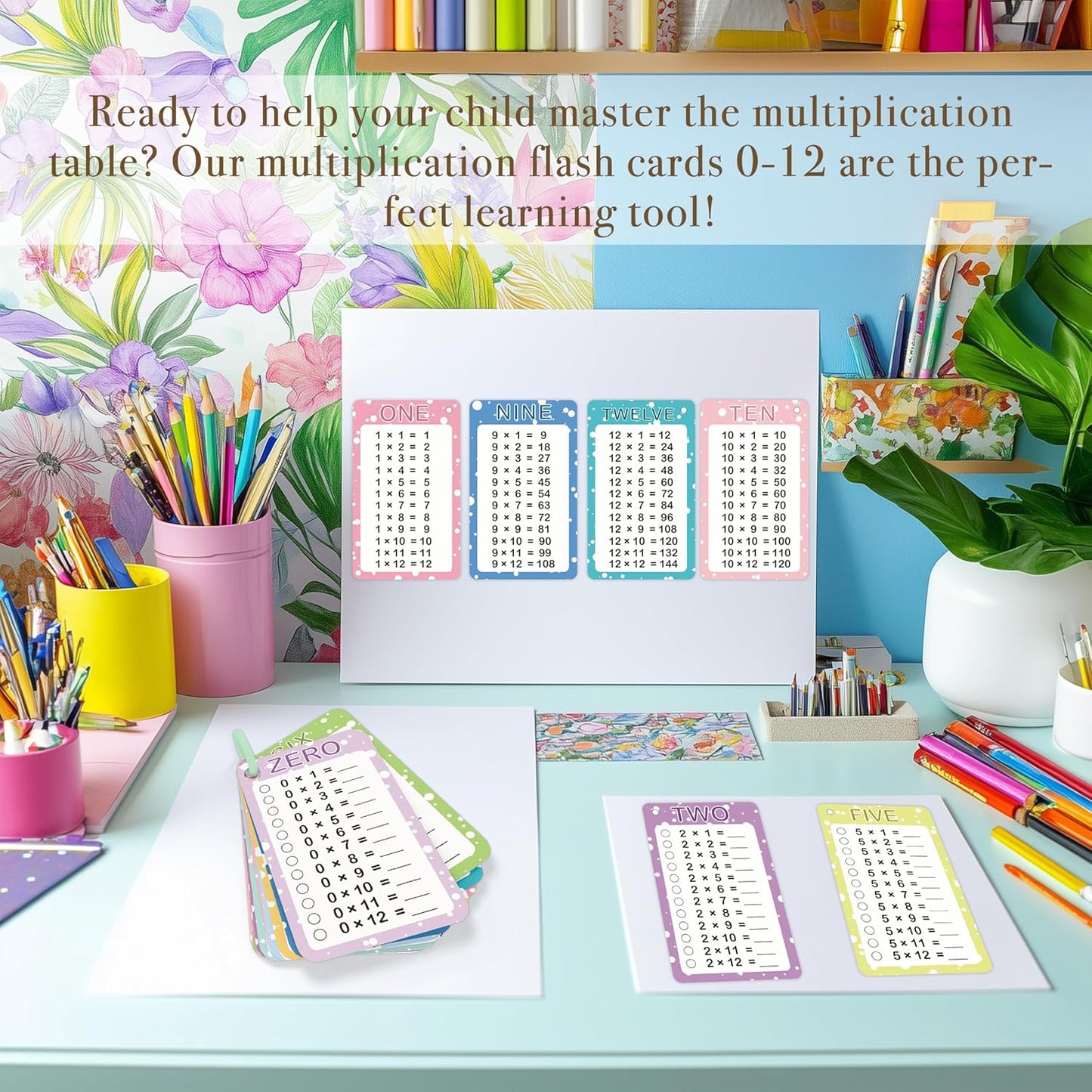 Slapaflife Multiplication Flash Cards - Engaging Times Table Learning Tool | 13 Pcs with Markers & Rings for Grades 1-3