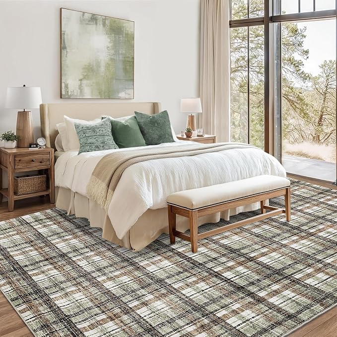 Large Area Rug 10x13 Rug for Living Room Modern Washable Rugs Non Slip Soft Low Pile Throw Rugs Stain Resistant Carpet for Bedroom Office Dining Room Nursery 10'x13'
