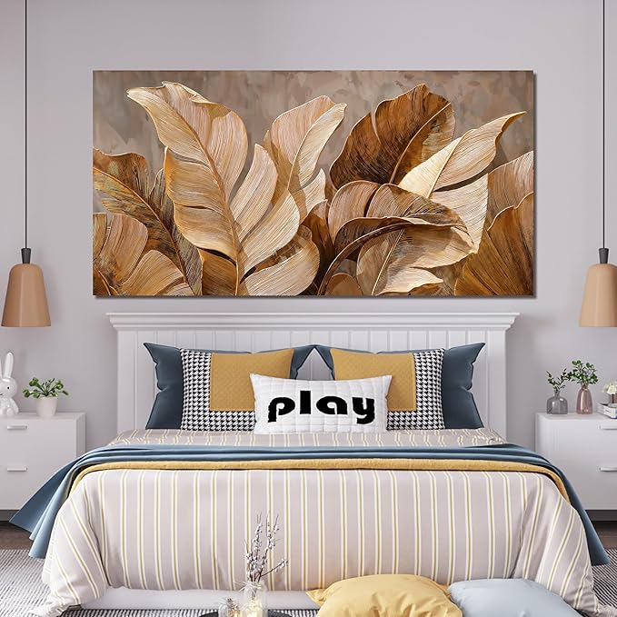 Canvas Wall Art Decor Wall Art Pictures for Living Room Large Botanical Wall Art paintings Artwork for Wall Decor Brown Modern Wall Art Decor Artwork for walls Bedroom Office Wall Decor 24" X 48"