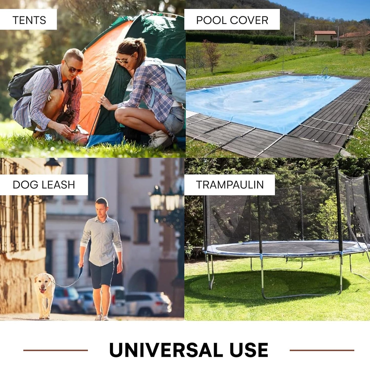 Wood Grip Stainless Steel Pool Cover Springs with Stopper D Ring - Winter Safety for Inground Pools (Pack of 5)