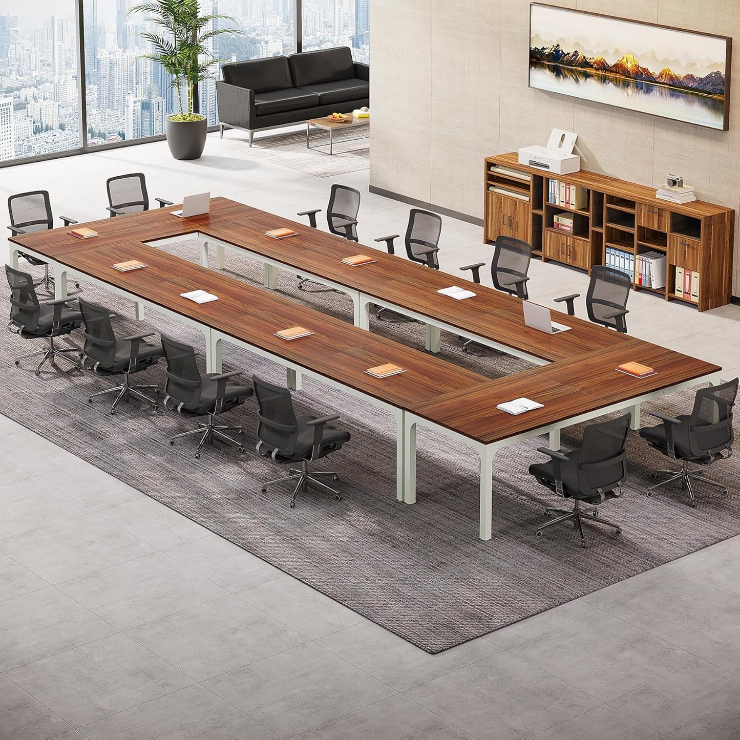 Tribesigns 6.5 FT Conference Table - Modern Large Office Meeting Table | 78.74" W x 27.56" D, Walnut