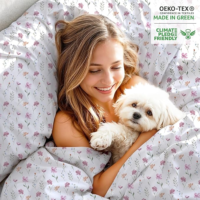 RUVANTI 100% Organic Cotton Sheets Full Size, Percale Weave, GOTS Certified, 4-Piece Set, Deep Pocket 15", Crisp & Breathable, Soft Durable Bedding, Sábanas Algodón Orgánico – Obsessed Stems