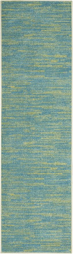 Nourison Home Nourison Essentials Blue Green 2' x 6' Area Rug - Easy Clean, Non Shedding, Bed Room, Living Room, Dining Room, Kitchen (6' Runner)