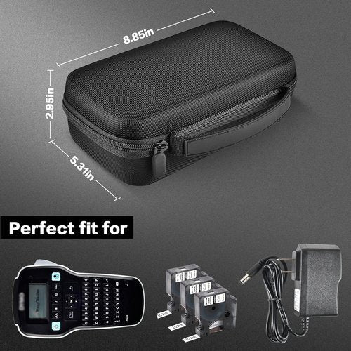 DYMO Compatible Label Maker Case - Hard Protective Travel Storage Bag with Mesh Pocket & Smooth Zipper