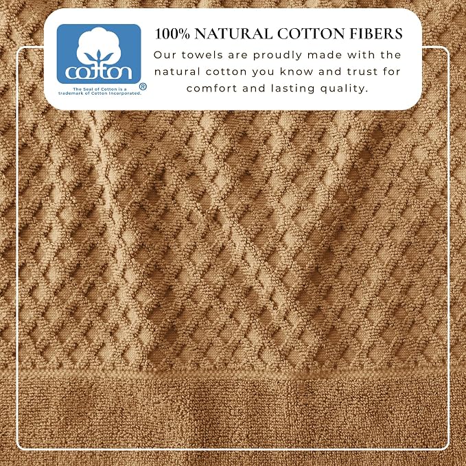 Great Bay Home Bath Towels - 100% Cotton 4 Pack 54x27 Bath Towel Set - Absorbent, Durable, Quick-Dry Towels for Bathroom (Mocha)