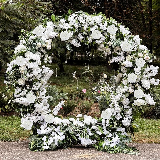 30 Pcs Faux Silk Hydrangea Flowers, Artificial Hydrangea Flower Heads with Stems, Realistic Fake Artificial Floral for Wedding Bouquet Table Centerpieces, Home Décor, Garden Party