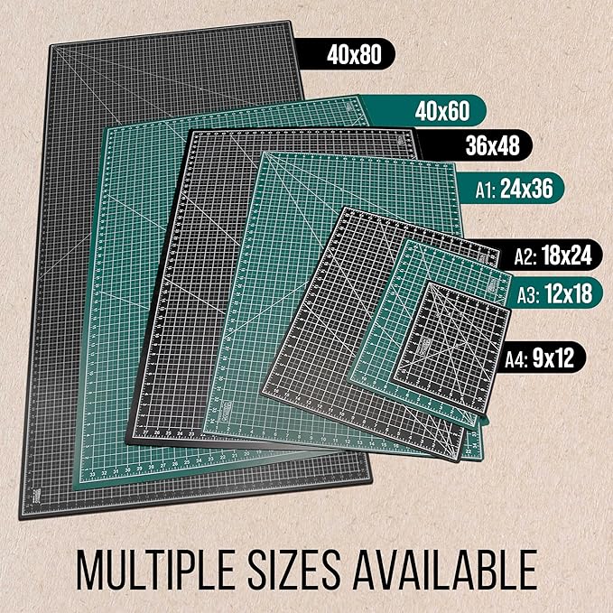 U.S. Art Supply 24" x 36" Self-Healing Cutting Mat 5-Ply - Double-Sided Green/Black Craft Mat, Non-Slip Cutting Mats for Crafts, Sewing, Quilting, Scrapbooking