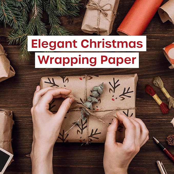 Brown Paper Roll 17.5 inch x 50 feet - Elk Kraft Paper Roll for Gift Wrapping Flower Boquet Craft Supplies - Brown Wrapping Paper for Moving Packing Paper