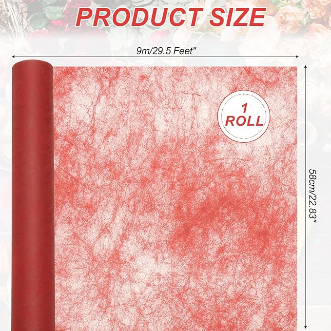 PATIKIL Flower Wrapping Paper 29.5 Ft x 22.8 Inch, Cotton Wrapping Flower Paper Tissue Paper for Flower Bouquet Gift Wrapping Valentine's Day Graduation Gift Floral Wrap, Wine Red