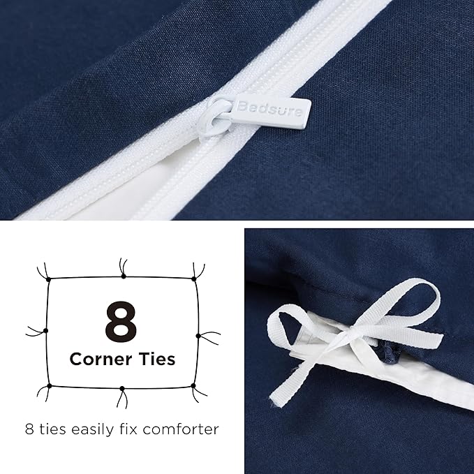 Bedsure Duvet Cover with Fitted Sheet King - Warm Deep Pocket, Hotel Luxury Soft Double Brushed Bedding Set with Zipper Closure, 1 Duvet Cover, 1 Fitted Sheet, 2 Pillow Shams, NO Comforter, Blue