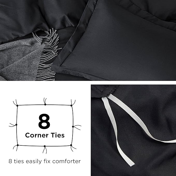 Bedsure Duvet Cover California King Size - Soft Double Brushed Bedding Set for Kids & Adults, Zipper Closure, 3 Pieces, Includes 1 Duvet Cover (104"x98") & 2 Pillow Shams, NO Comforter, Black