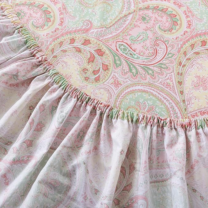 FADFAY 4 Piece Pink Paisley Bed Sheet Set Luxury Bedding Sets Designer Bedding Collections 800 Thread Count 100% Egyptian Cotton Deep Pocket-Twin XL Size