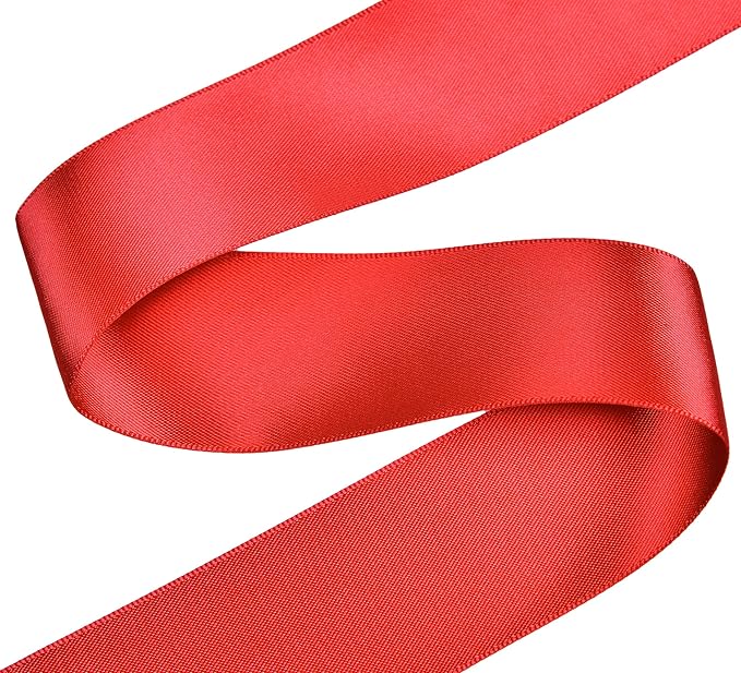 YAMA Double Face Satin Ribbon - 1 1/2 Inch 25 Yards for Gift Wrapping Ribbons Roll, Red
